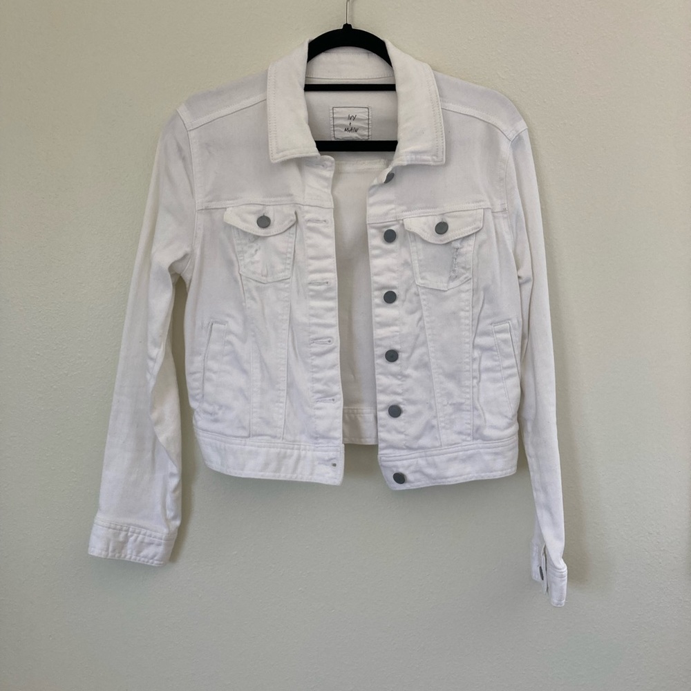 Ivy + Main Cropped White Jean jacket